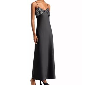 Lucy Paris Marnie Bow Detail Gown Black Satin Evening Gown/maxi dress size XS